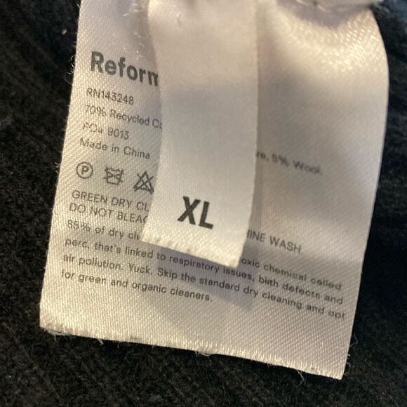 Reformation Cashmere Black Ribbed Scoop Neck Mia Cashmere Sweater XL - Picture 7 of 8